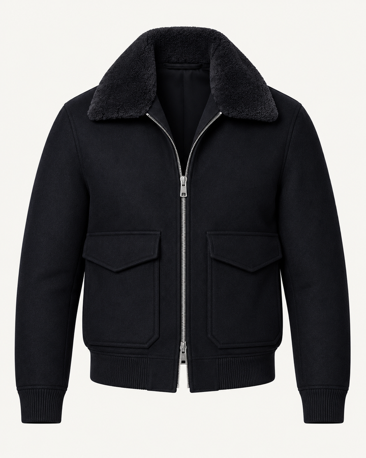 Veste bomber pour homme à col imitation fourrure et fermeture éclair - Cédric