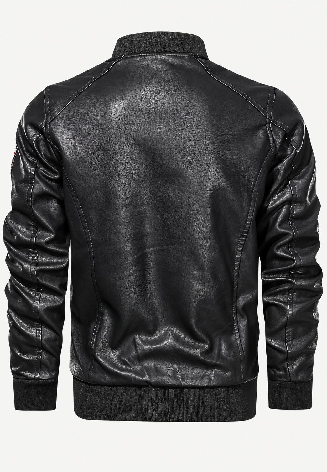 Blouson bomber homme effet cuir col officier écussons brodés - Darian