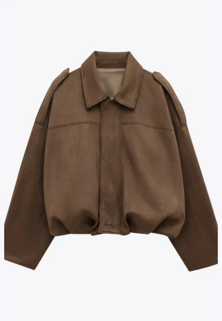 Blouson bomber femme effet daim à col chemise - Ottilie