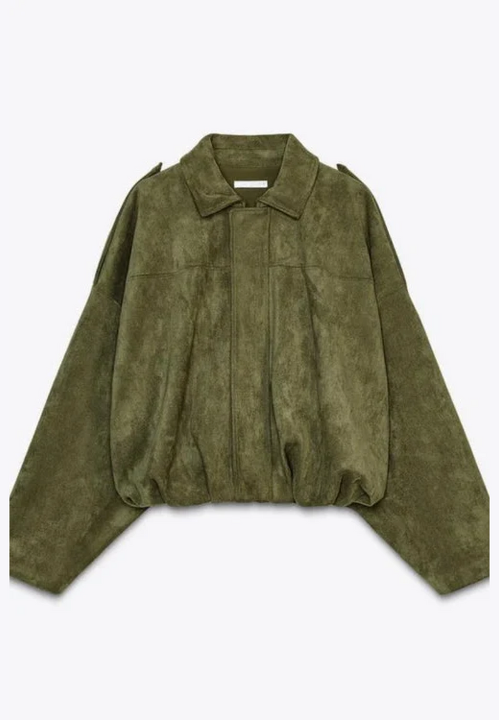 Blouson bomber femme effet daim à col chemise - Ottilie
