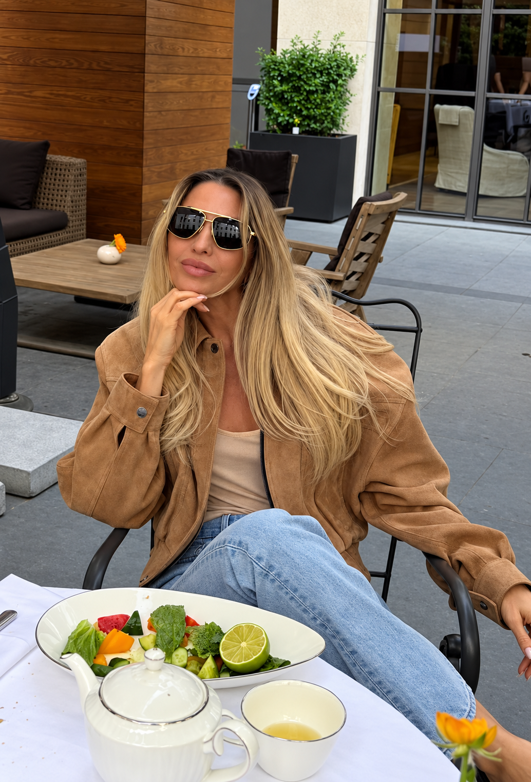 Blouson bomber pour femme effet daim à col chemise - Runa
