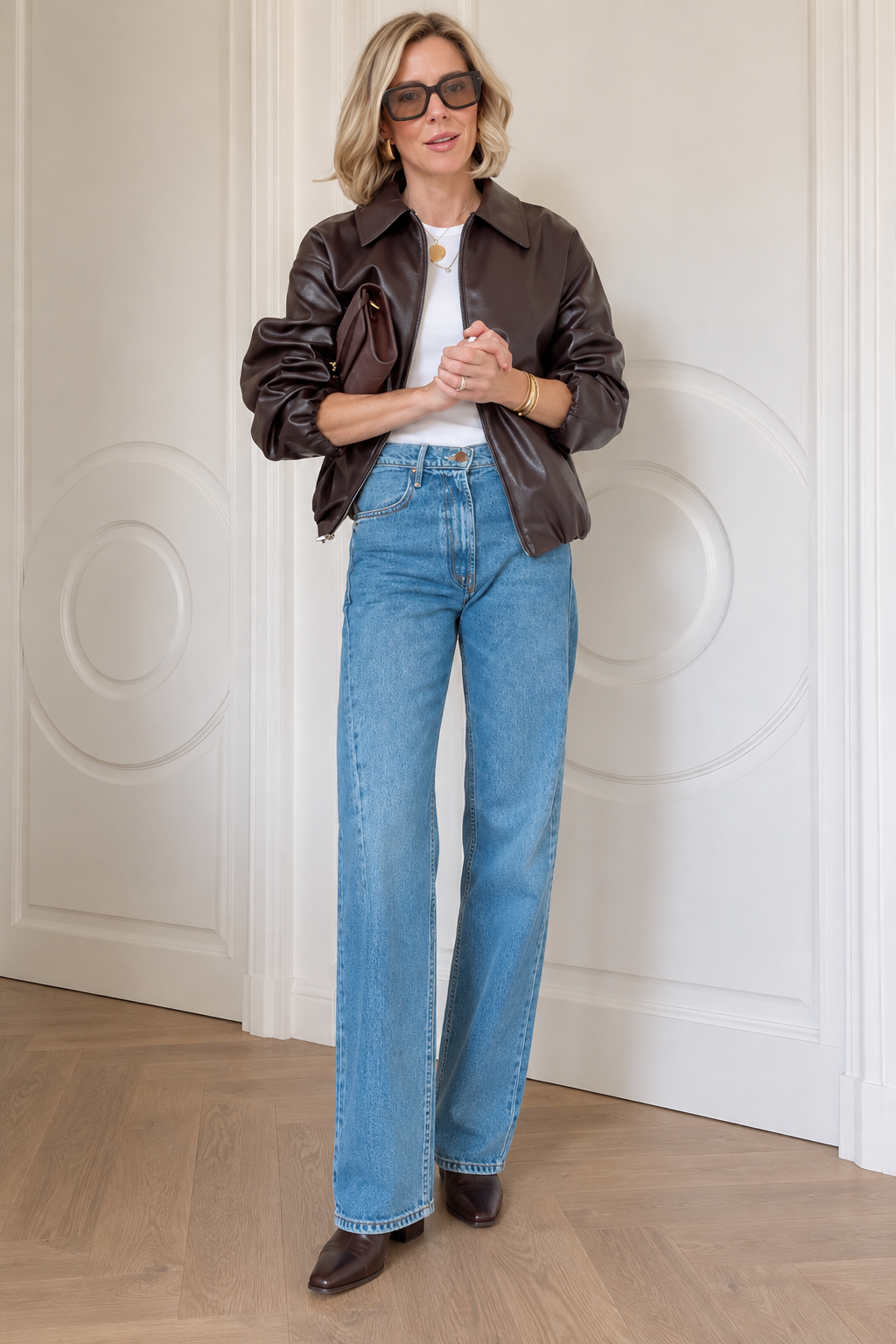 Blouson bomber femme effet cuir à col chemise - Maëva