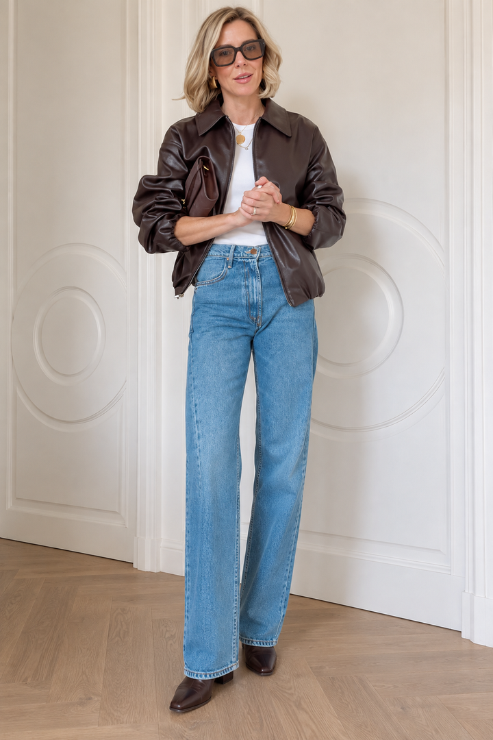 Blouson bomber femme effet cuir à col chemise - Maëva