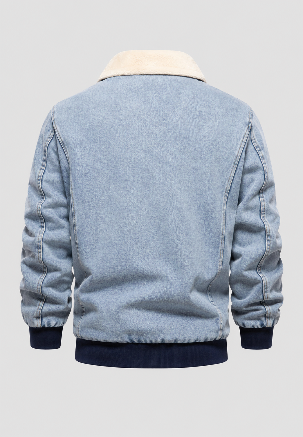 Veste bomber en jean avec doublure en polaire et fermeture éclair - Tobias