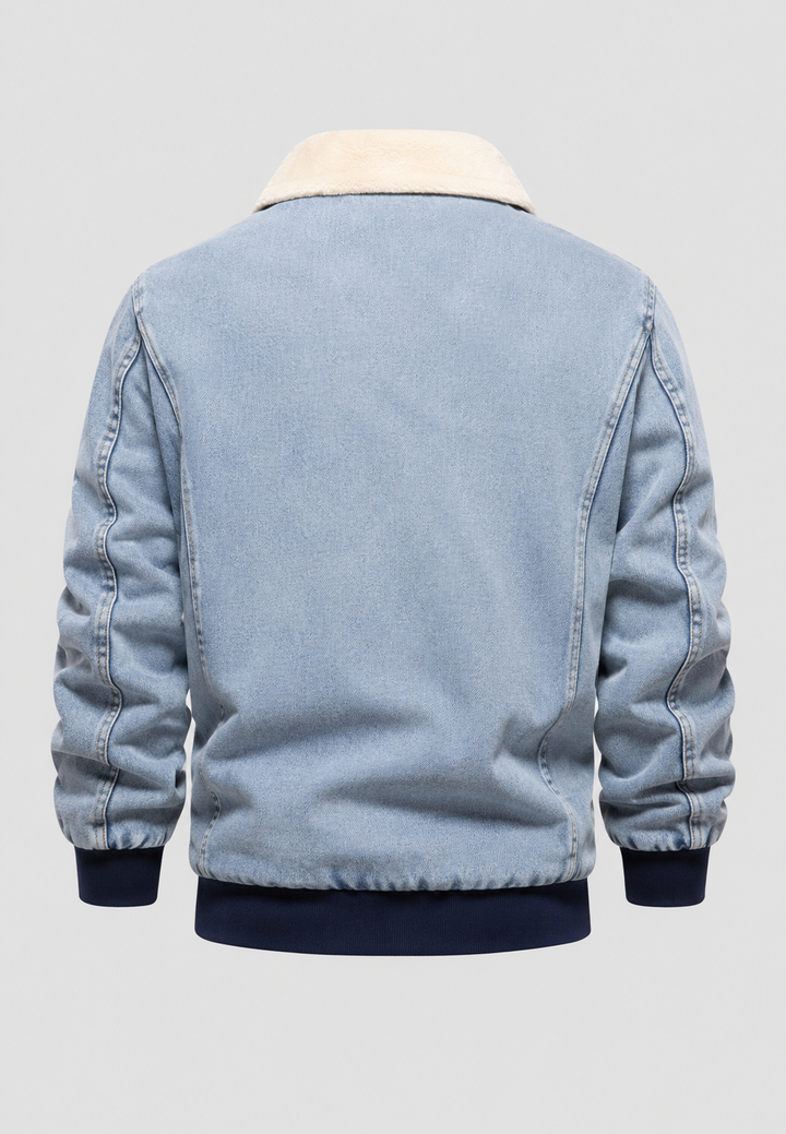 Veste bomber en jean avec doublure en polaire et fermeture éclair - Tobias