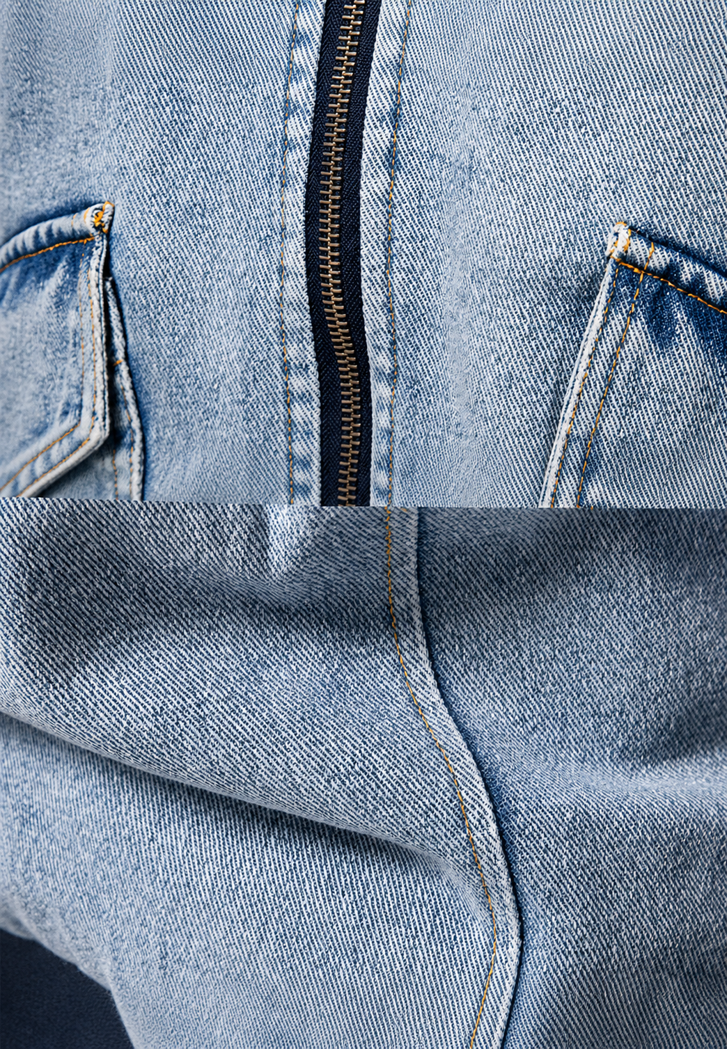 Veste bomber en jean avec doublure en polaire et fermeture éclair - Tobias