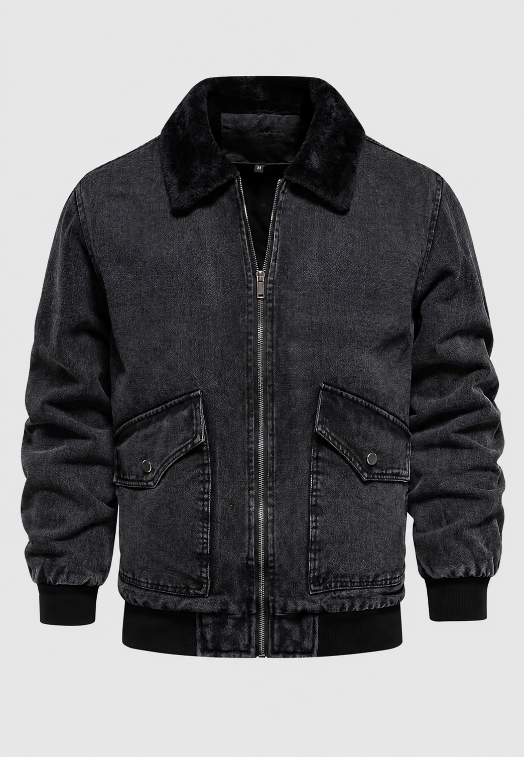 Veste bomber en jean avec doublure en polaire et fermeture éclair - Tobias