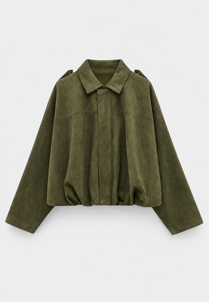 Veste courte pour femme effet daim à col chemise - Azucena