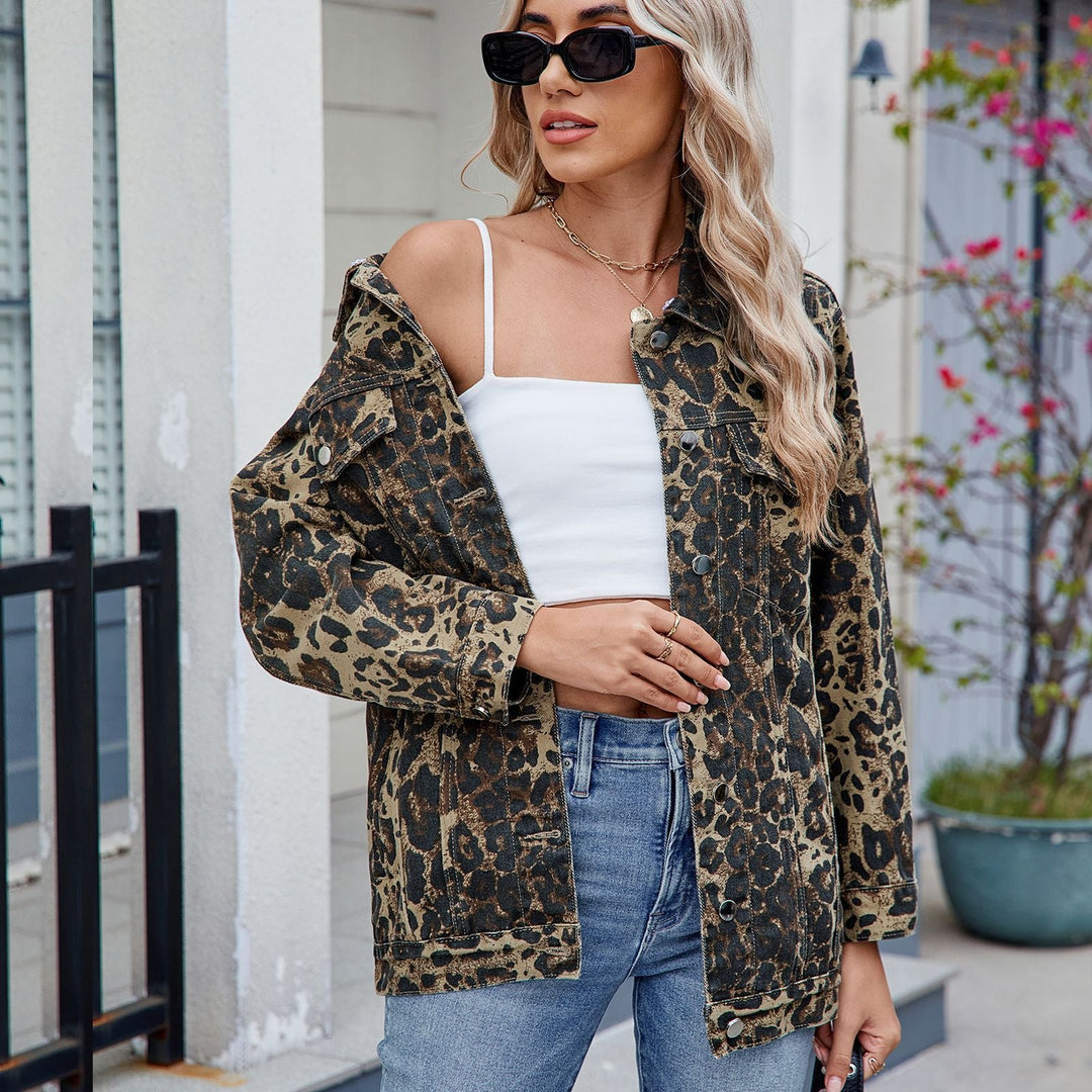 Veste en jean oversize à imprimé animalier pour femme - Calista
