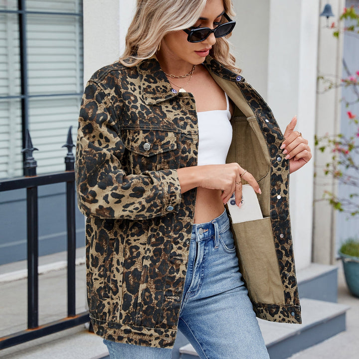Veste en jean oversize à imprimé animalier pour femme - Calista