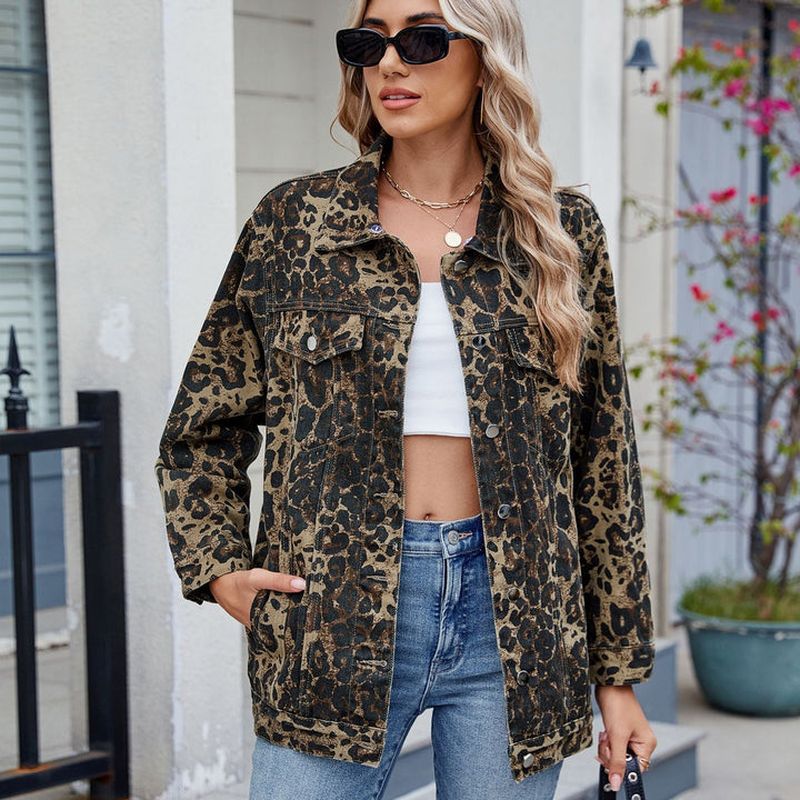 Veste en jean oversize à imprimé animalier pour femme - Calista