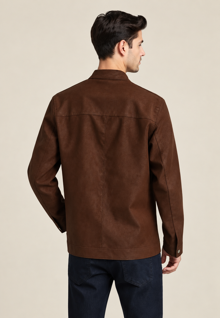 Veste pour homme effet daim à col montant et fermeture éclair sur le devant - Mathis