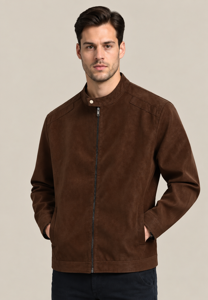 Veste pour homme effet daim à col montant et fermeture éclair sur le devant - Mathis