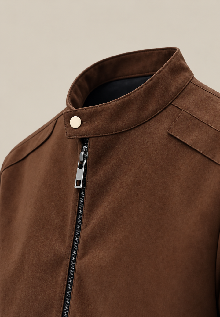 Veste pour homme effet daim à col montant et fermeture éclair sur le devant - Mathis