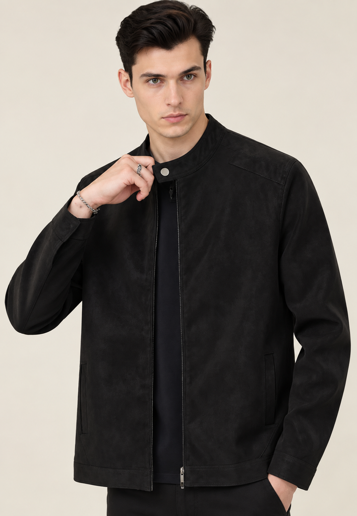 Veste pour homme effet daim à col montant et fermeture éclair sur le devant - Mathis