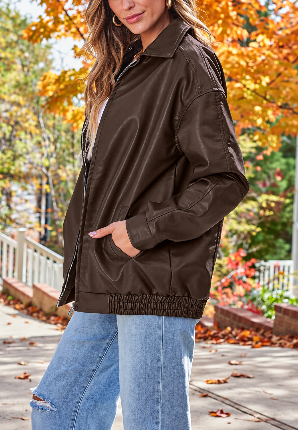 Veste oversize effet cuir pour femme, bas élastiqué - Alizée