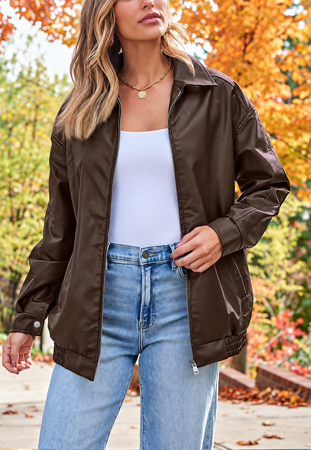 Veste oversize effet cuir pour femme, bas élastiqué - Alizée