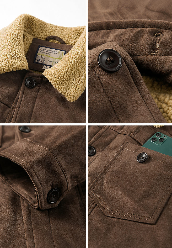 Veste pour homme effet daim avec doublure effet peau de mouton - Bruno