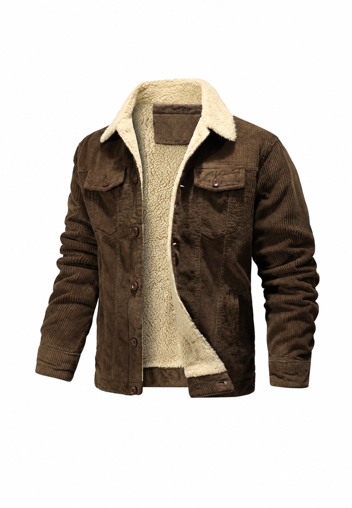 Veste pour homme en velours côtelé avec col et doublure en polaire - Ivar