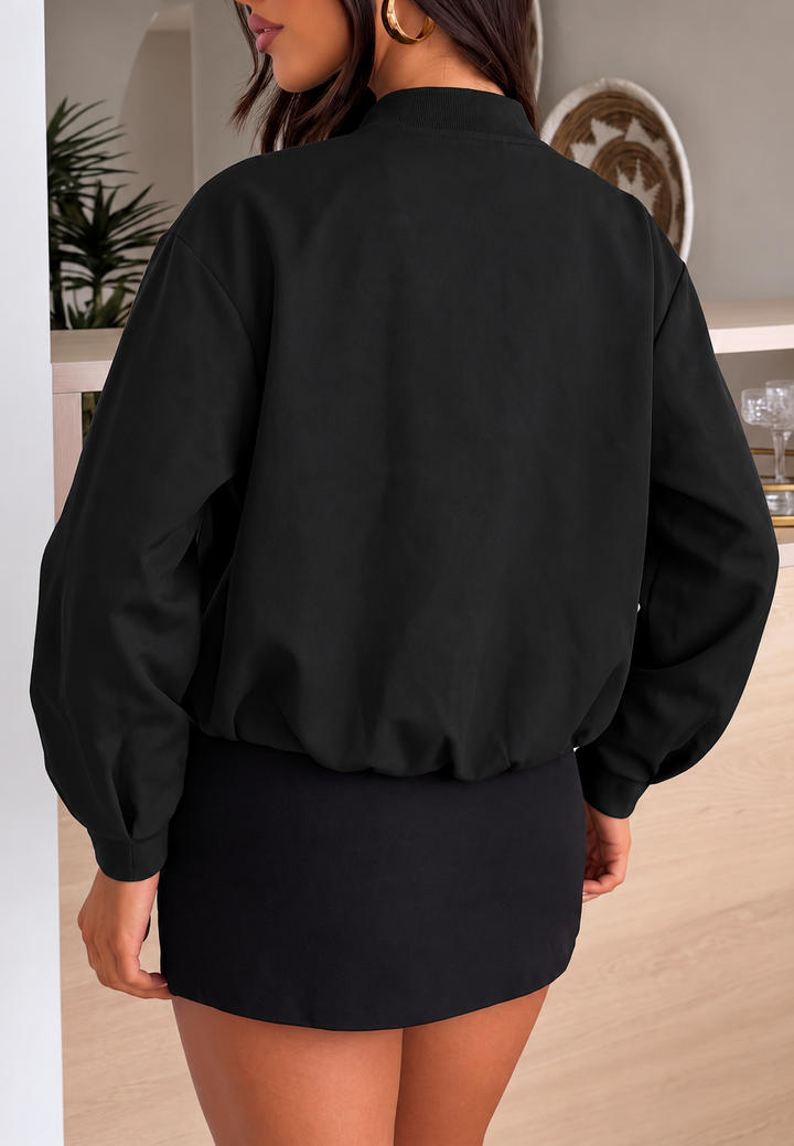 Blouson bomber femme court oversize à zip - Ariadna