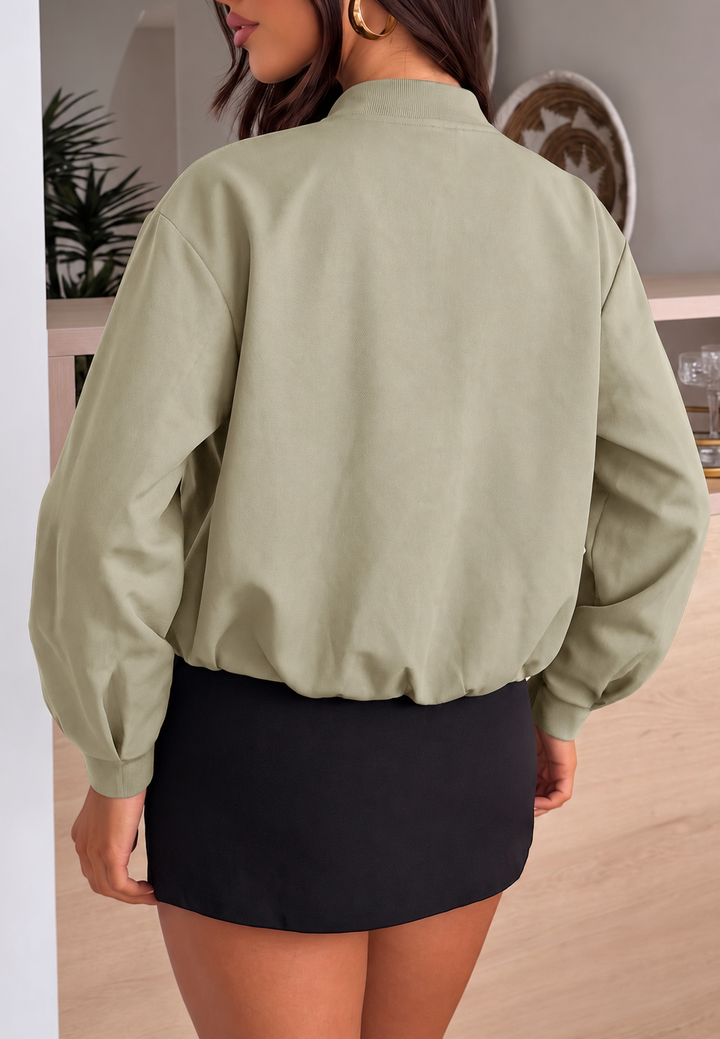 Blouson bomber femme court oversize à zip - Ariadna