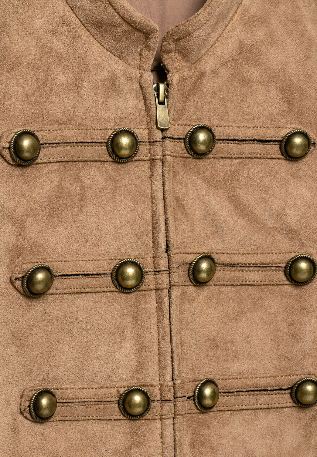Veste femme effet daim à pattes de boutonnage et col montant - Noémie