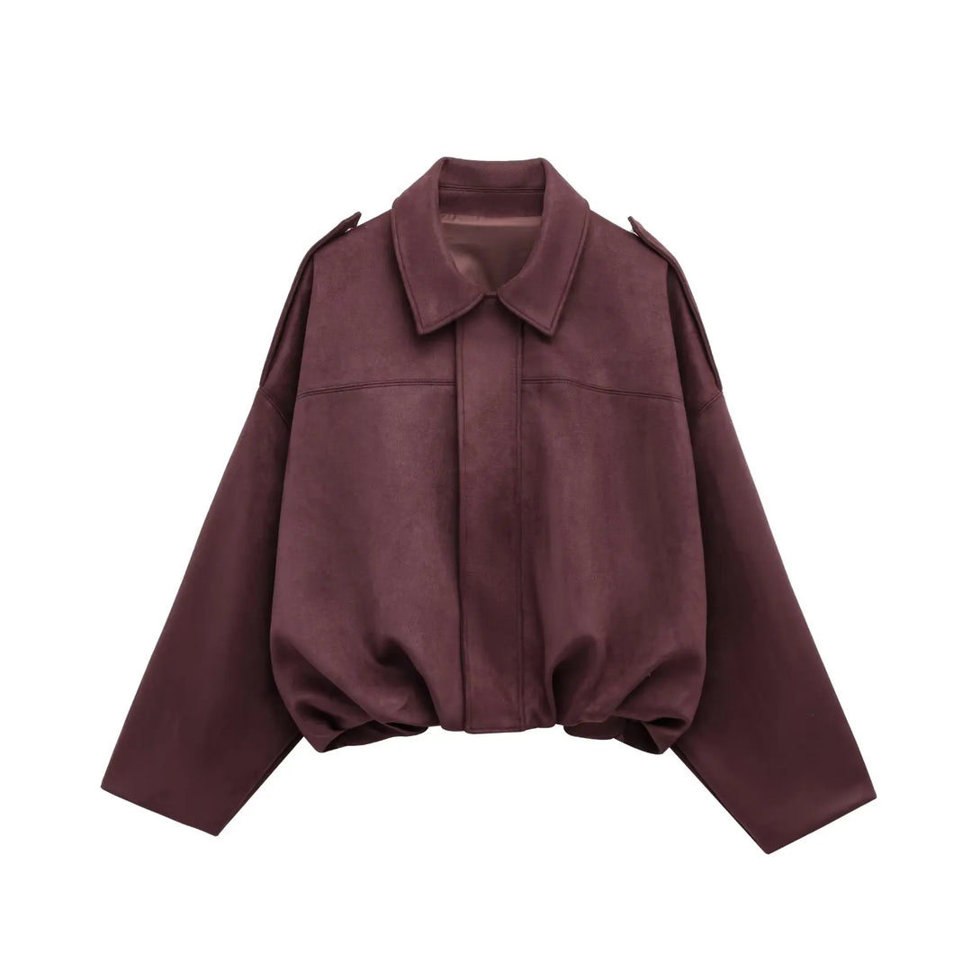 Blouson femme effet daim à col chemise - Alwina