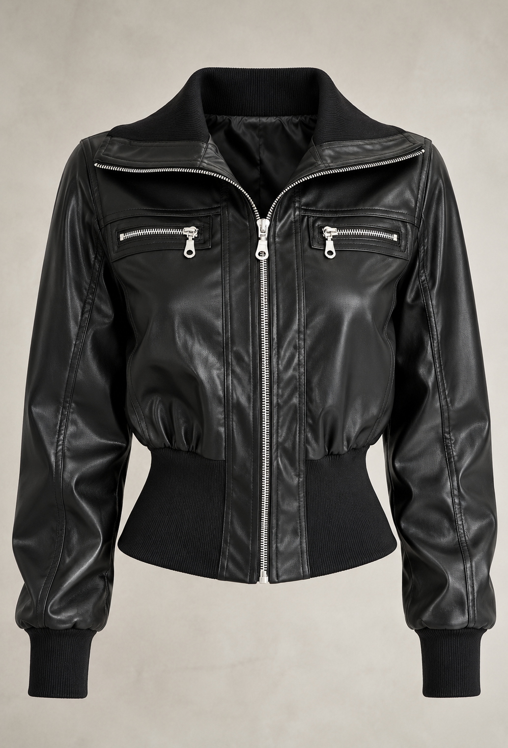Blouson femme effet cuir à taille ajustée et zips - Yvette