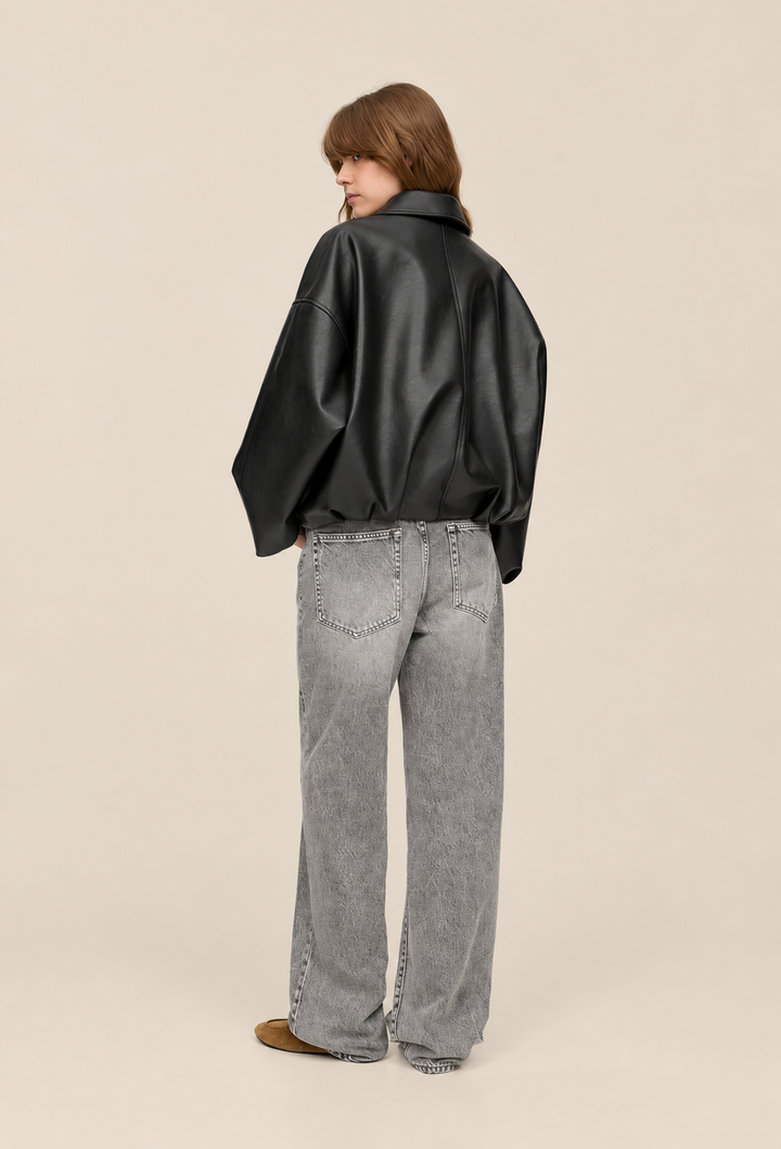 Blouson femme effet cuir avec ceinture à boucle - Ismérie