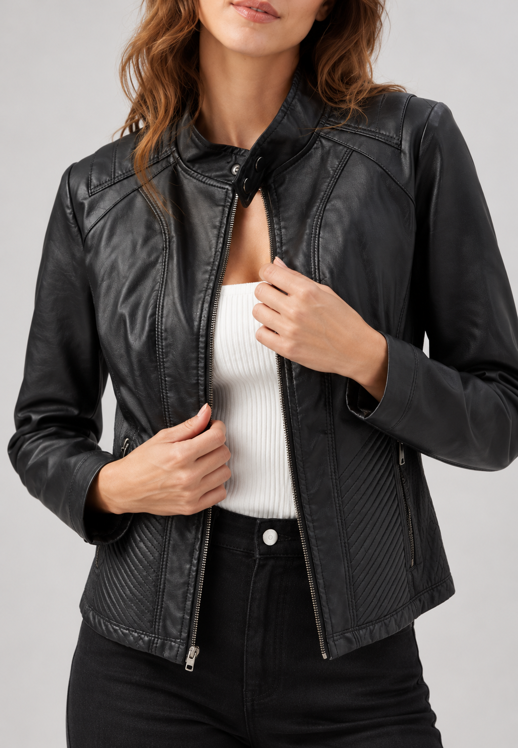 Blouson femme effet cuir à coupe cintrée - Valeria
