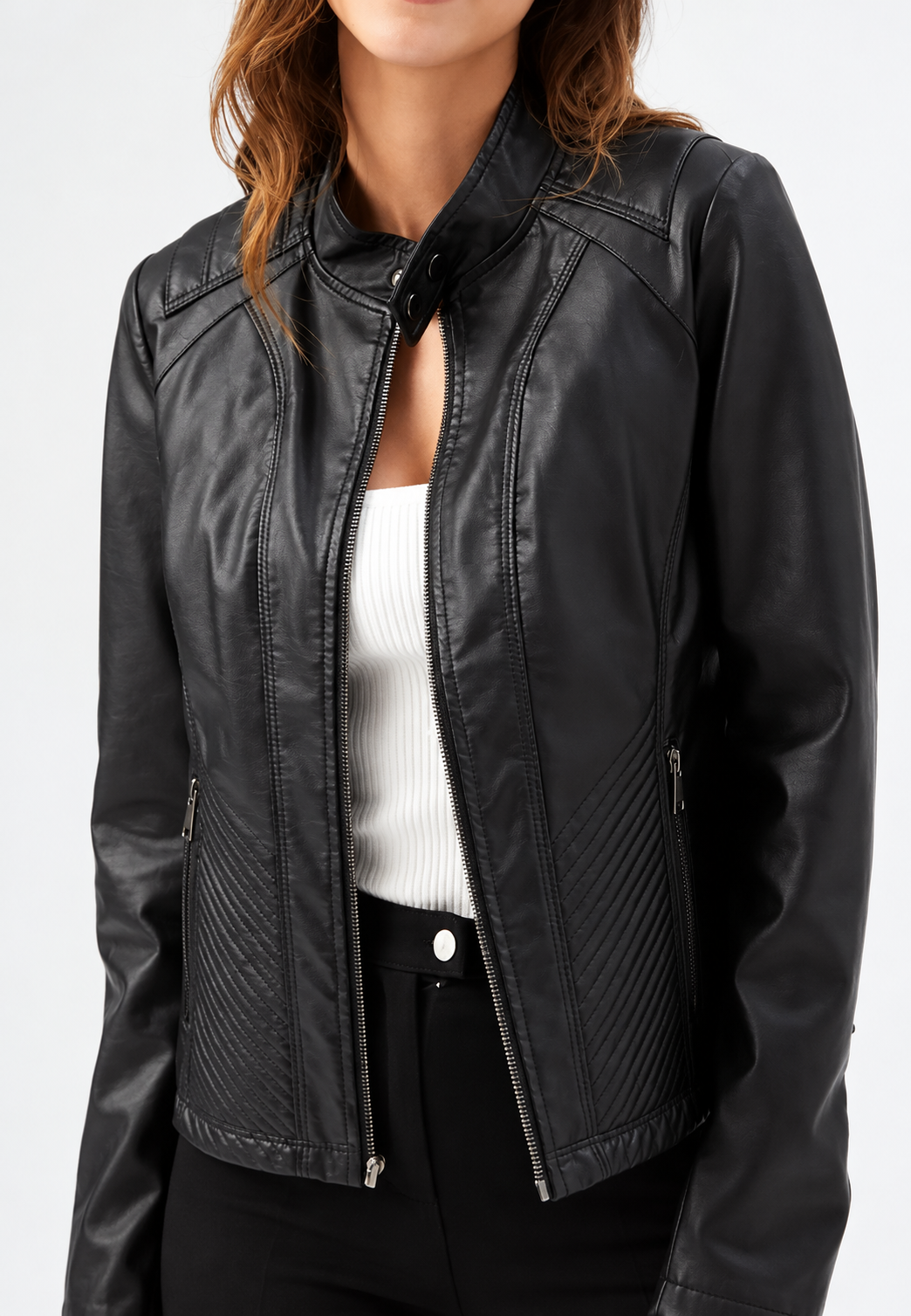 Blouson femme effet cuir à coupe cintrée - Valeria