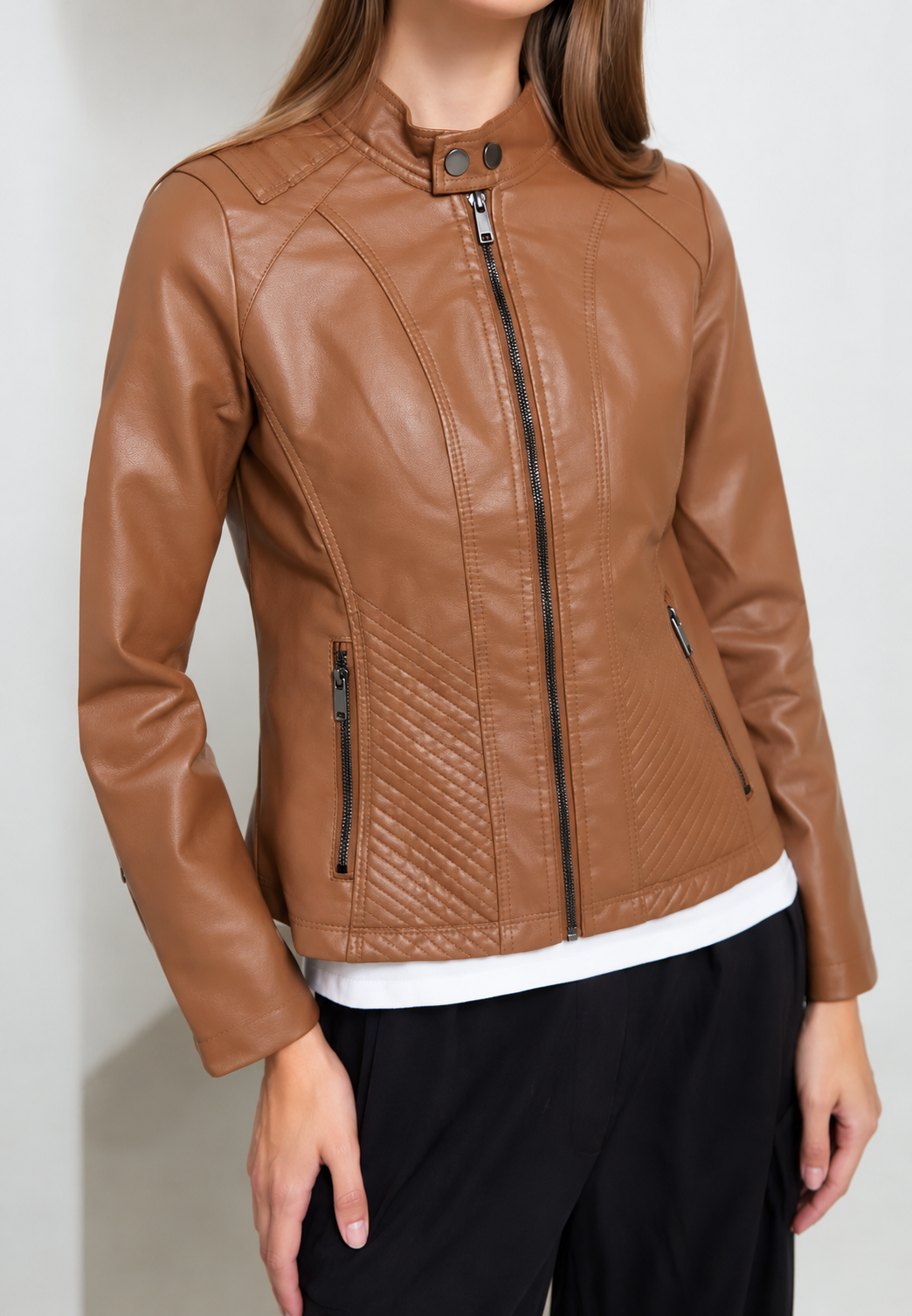 Blouson femme effet cuir à coupe cintrée - Valeria