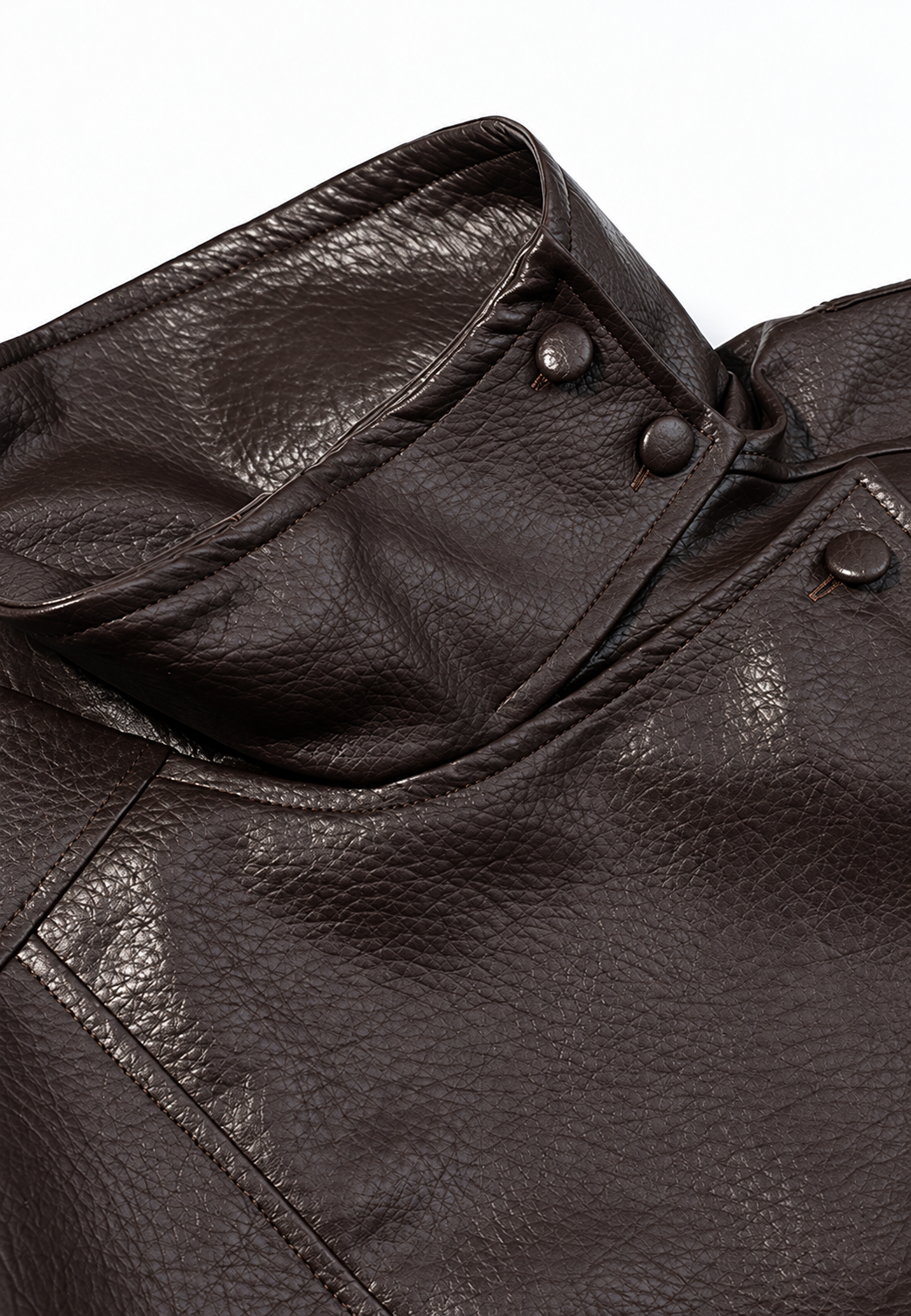 Blouson femme effet cuir à col montant et pattes d&