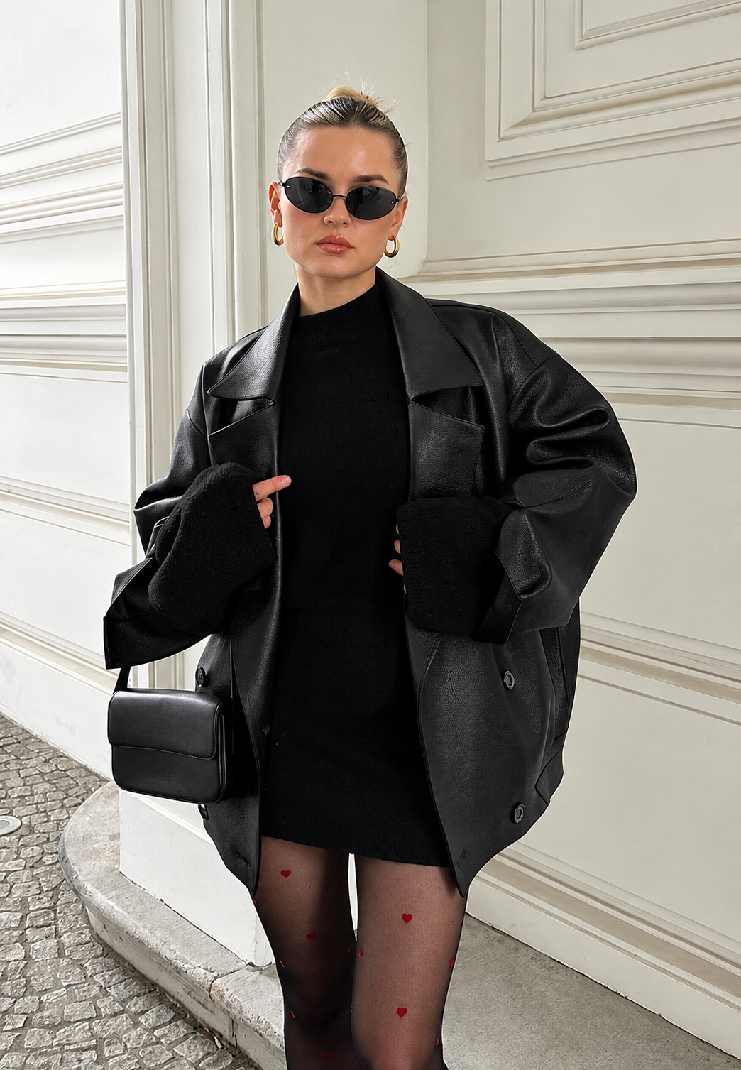 Blouson femme effet cuir oversize à double boutonnage - Dalia