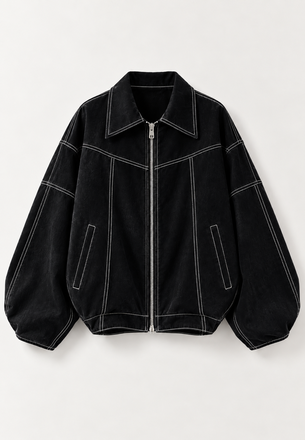 Veste oversize pour femme, effet daim, surpiqûres contrastées - Vela