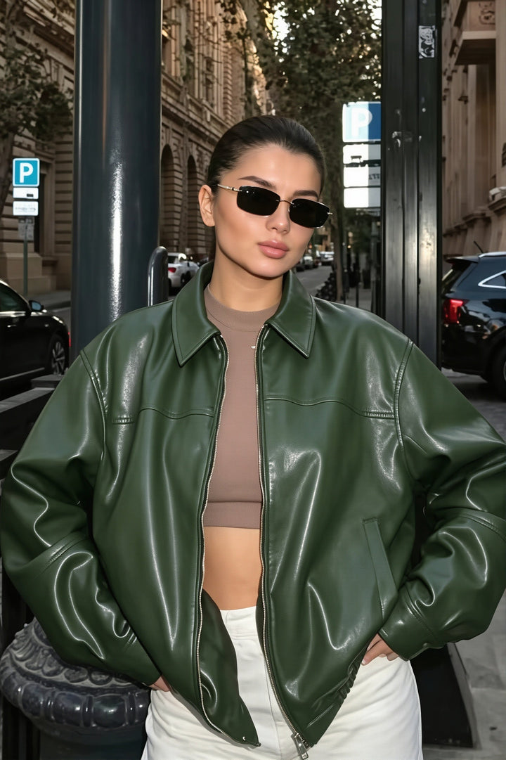 Veste oversize pour femme effet cuir à col chemise - Arlet