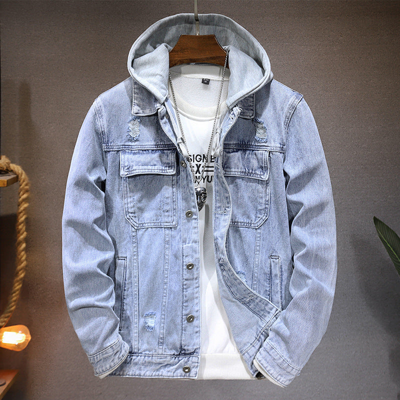 Veste en jean pour homme à capuche, effet délavé - Bennett