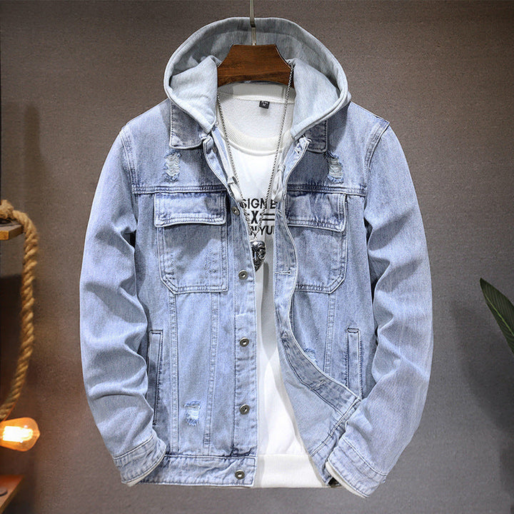 Veste en jean pour homme à capuche, effet délavé - Bennett