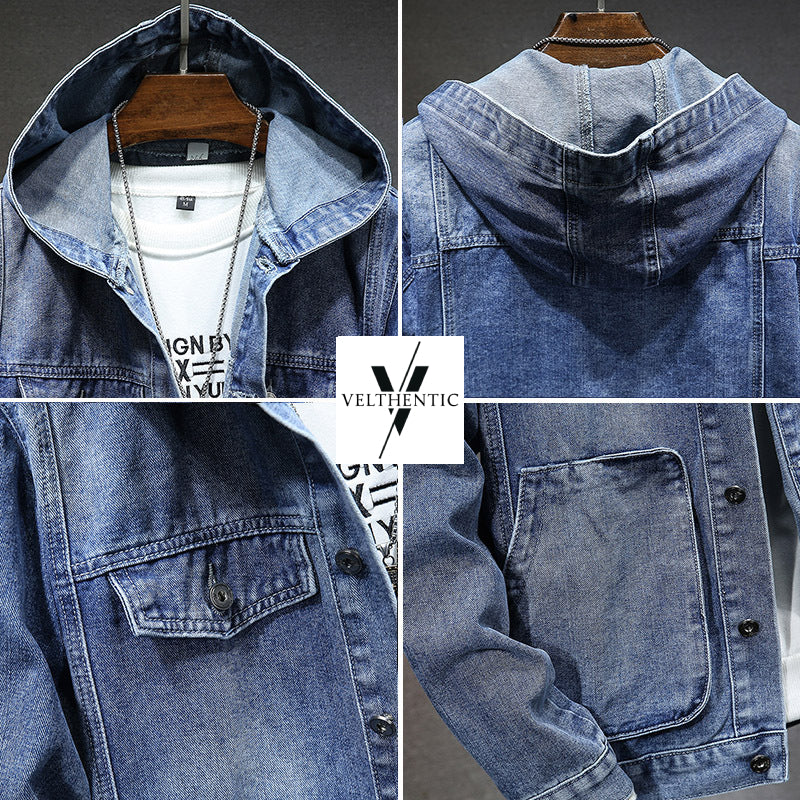 Veste en jean pour homme à capuche, effet délavé - Bennett