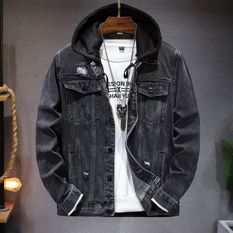 Veste en jean pour homme à capuche, effet délavé - Bennett