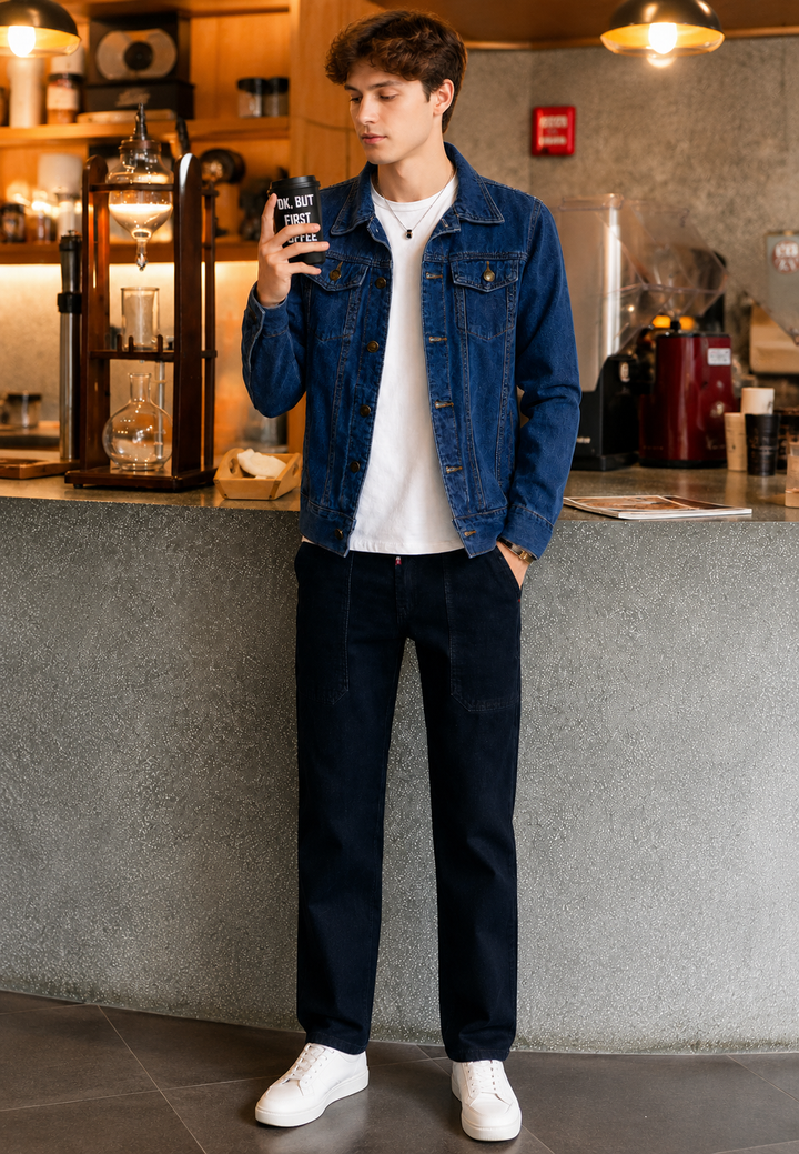 Veste en jean délavée avec poches à rabat - Stellan