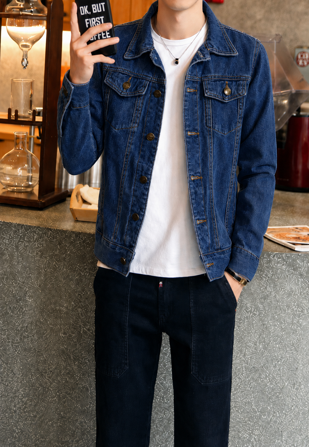 Veste en jean délavée avec poches à rabat - Stellan