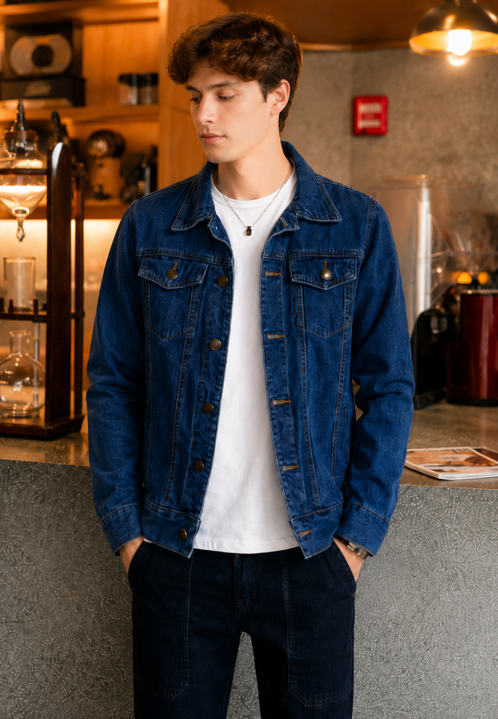 Veste en jean délavée avec poches à rabat - Stellan