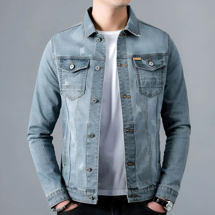 Veste en jean pour homme, effet délavé, poches à rabat - Armand