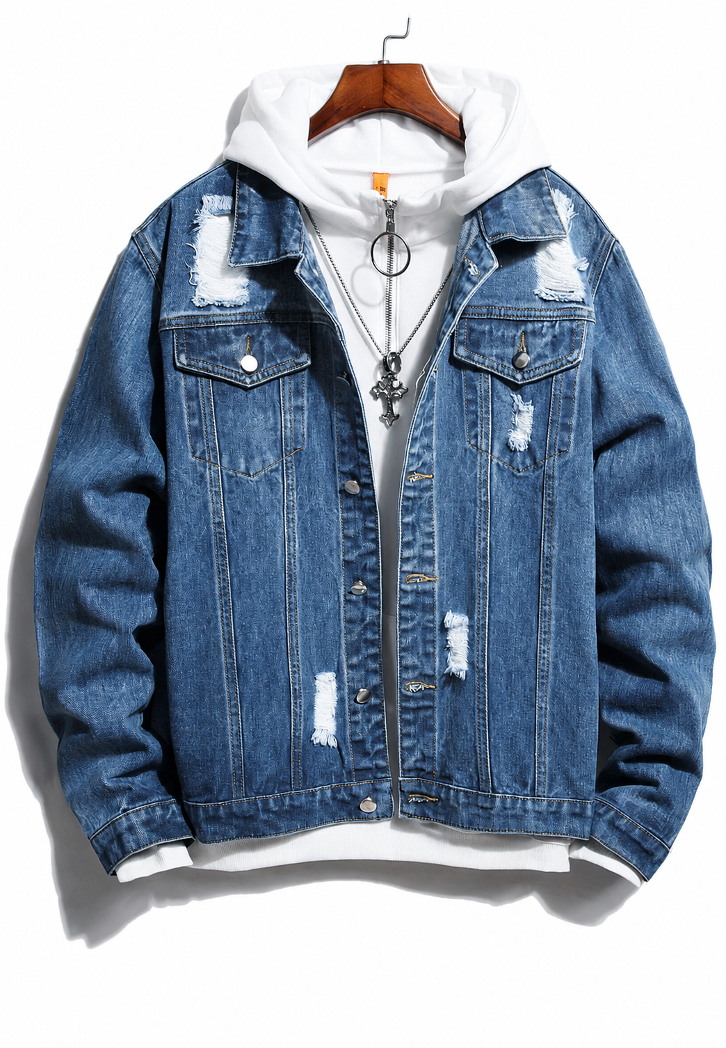 Veste en jean effet délavé avec déchirures - Jannik