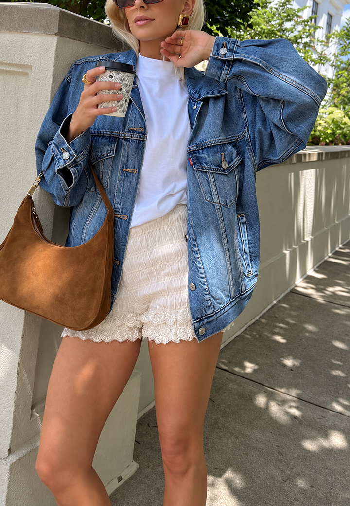 Veste en jean oversize pour femme avec poches à rabat - Camille