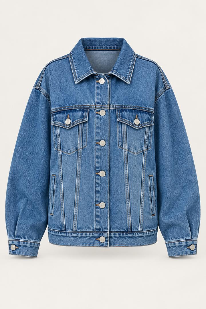 Veste en jean oversize pour femme avec poches à rabat - Camille
