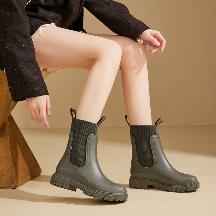 Bottes de pluie imperméables pour femmes avec semelles surélevées fonctionnelles - Elske