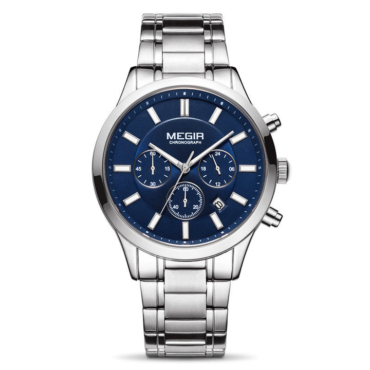 Montre de sport en acier inoxydable pour hommes, chronographe
