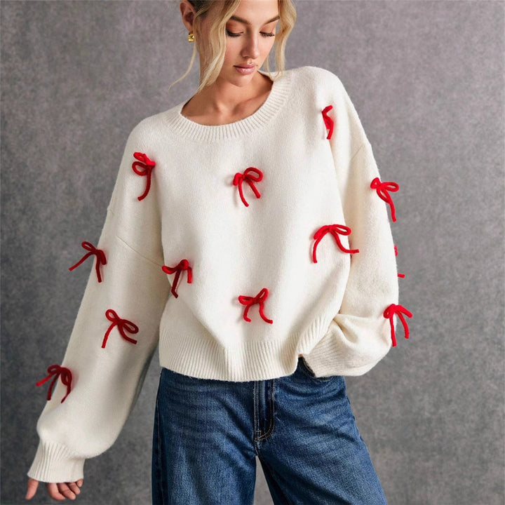 Pull tricoté pour femmes avec nœud graphique - Brynja